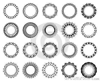 Collection of black flat rounded frames Vector Illustration